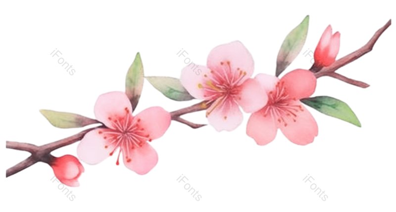 插画图片,粉红色的花元素,水彩画PNG,手绘元素免抠素材